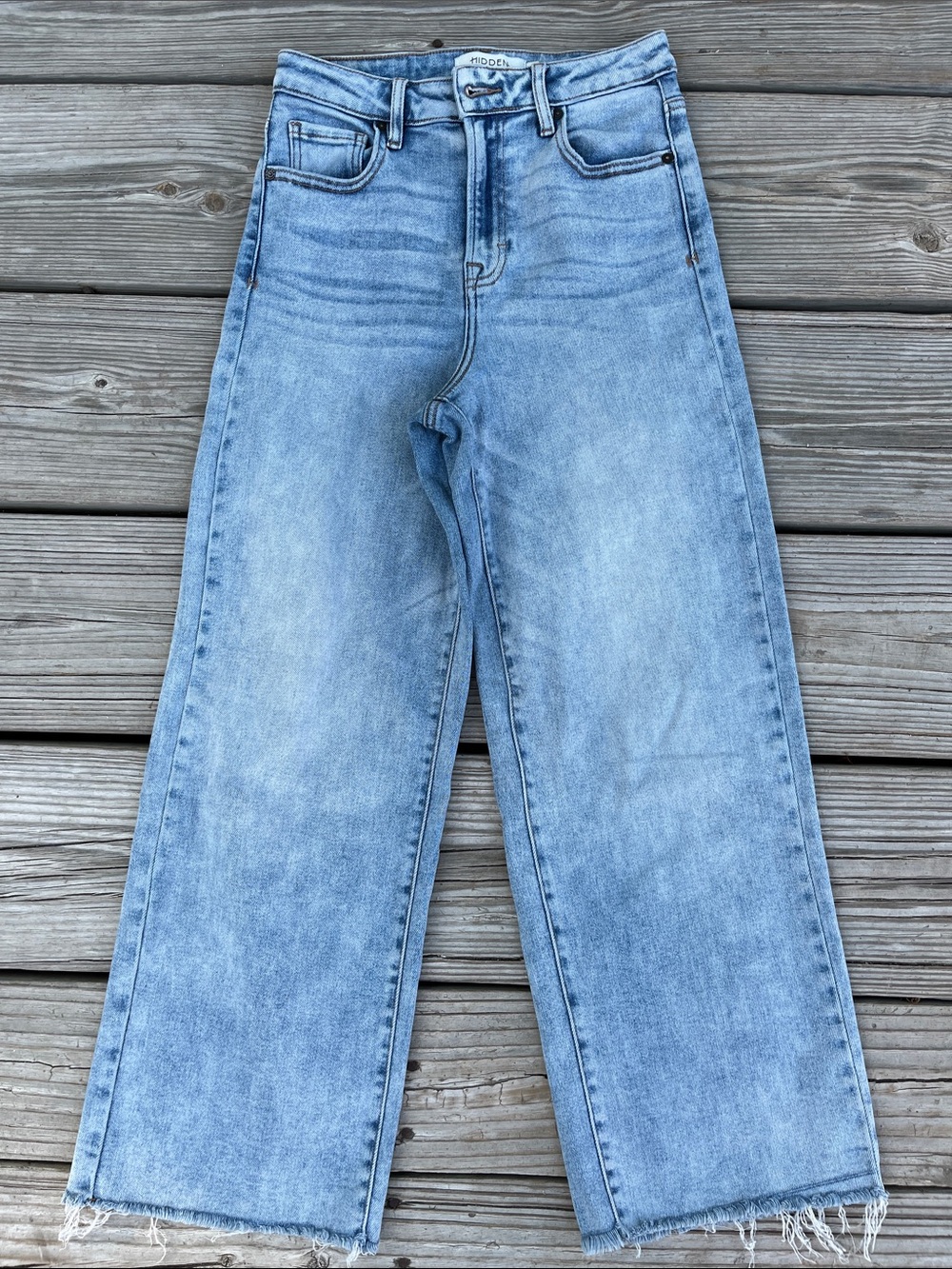 Roden Wide Leg Flare Jeans - Light Blue